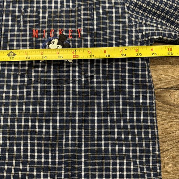 Vintage Disney Mickey Mouse Shirt Mens Small Plaid Button Down Embroidered 90s - Picture 6 of 8